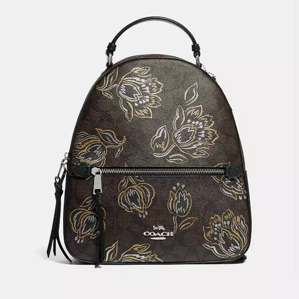 Coach Jordyn Backpack Metallic Tulip Floral with matching Wallet